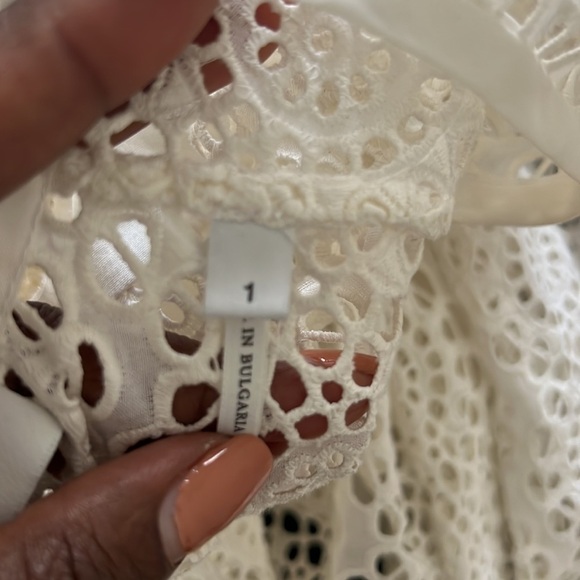 Sandro Paris White Eyelet Off Shoulder Sheer Blouse Size 1 Small - Picture 8 of 8